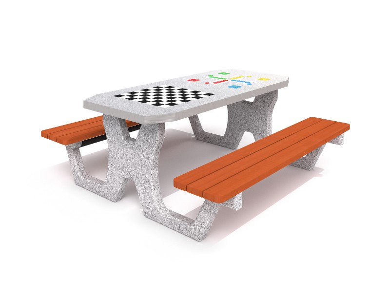 Concrete table for chess - checkers / ludo game 02 Inter-Play Spielplatzgeraete